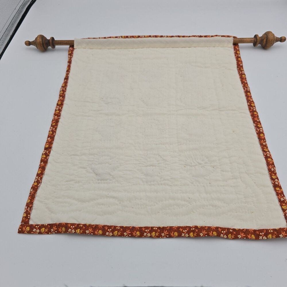 Vtg Handmade Quilt Wall Hanging Basket Appliqué Primitive Country Décor 14"12 - Picture 6 of 8